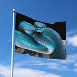 Blue Pit Viper Snake Print Polyester Flag
