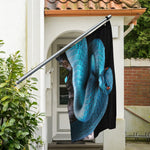 Blue Pit Viper Snake Print Polyester Flag