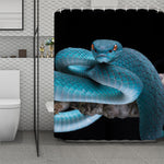 Blue Pit Viper Snake Print Polyester Shower Curtain