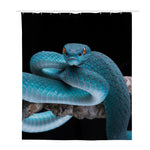 Blue Pit Viper Snake Print Polyester Shower Curtain
