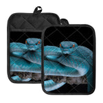 Blue Pit Viper Snake Print Pot Holders With Pocket