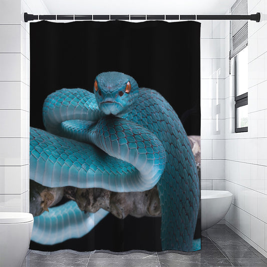 Blue Pit Viper Snake Print Premium Shower Curtain
