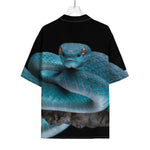 Blue Pit Viper Snake Print Rayon Hawaiian Shirt