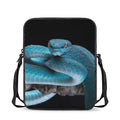 Blue Pit Viper Snake Print Rectangular Crossbody Bag