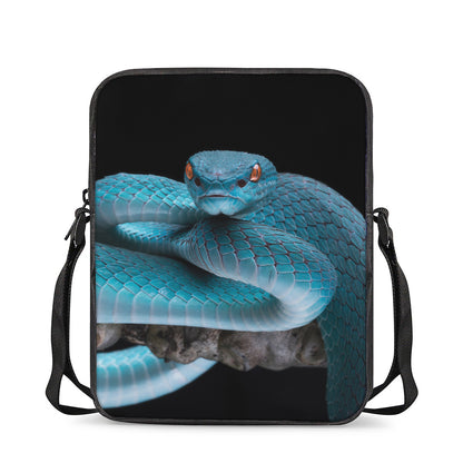 Blue Pit Viper Snake Print Rectangular Crossbody Bag