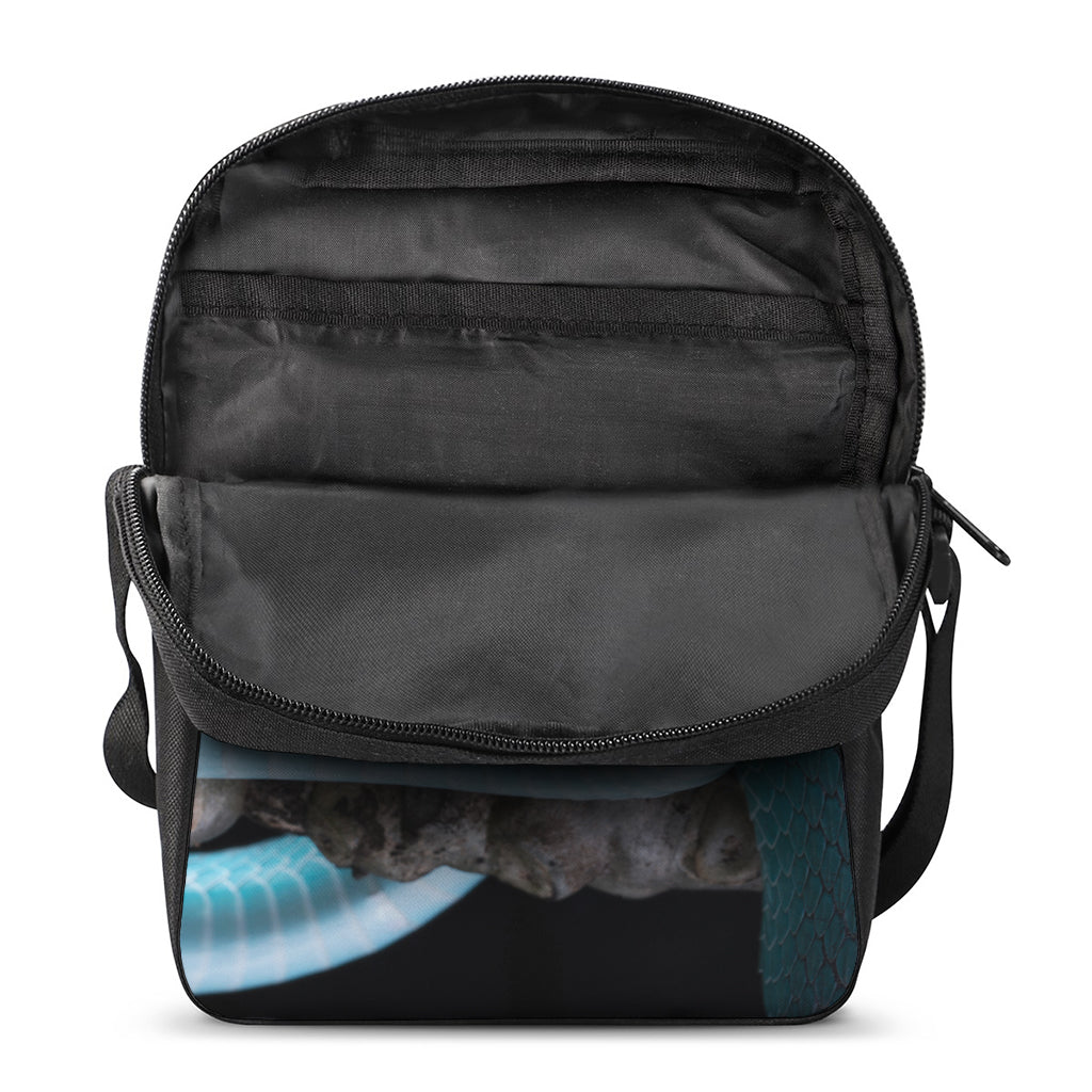 Blue Pit Viper Snake Print Rectangular Crossbody Bag