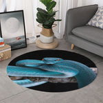 Blue Pit Viper Snake Print Round Rug