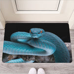 Blue Pit Viper Snake Print Rubber Doormat