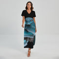Blue Pit Viper Snake Print Short Sleeve Maxi Dress