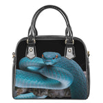 Blue Pit Viper Snake Print Shoulder Handbag