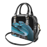 Blue Pit Viper Snake Print Shoulder Handbag