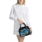 Blue Pit Viper Snake Print Shoulder Handbag