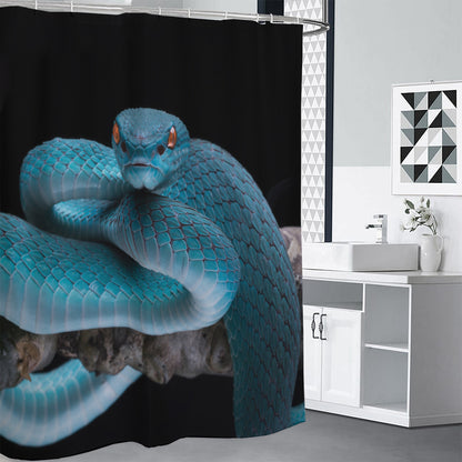 Blue Pit Viper Snake Print Shower Curtain