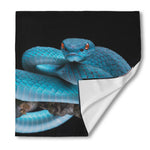 Blue Pit Viper Snake Print Silk Bandana