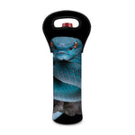 Blue Pit Viper Snake Print Single Neoprene Wine Tote