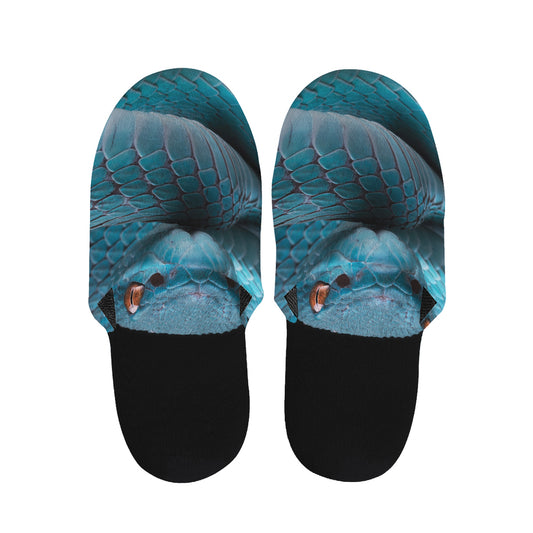 Blue Pit Viper Snake Print Slippers