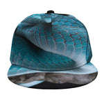 Blue Pit Viper Snake Print Snapback Cap