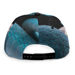 Blue Pit Viper Snake Print Snapback Cap