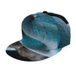 Blue Pit Viper Snake Print Snapback Cap
