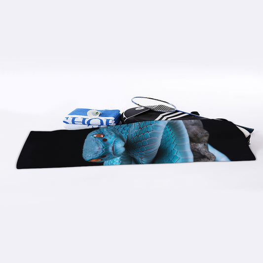 Blue Pit Viper Snake Print Sports Towel