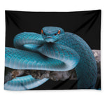 Blue Pit Viper Snake Print Tapestry
