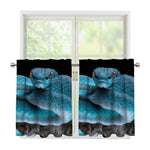 Blue Pit Viper Snake Print Tier Curtains
