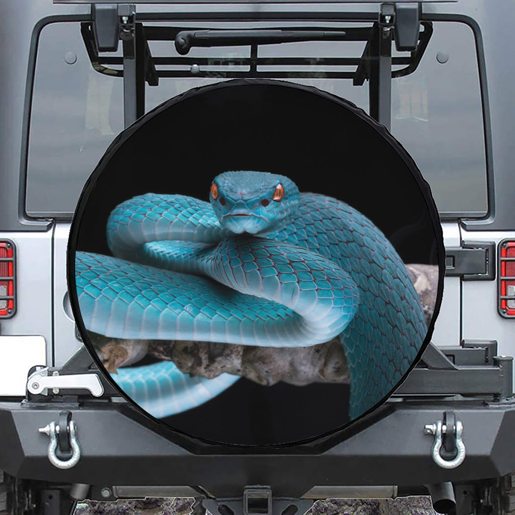 Blue Pit Viper Snake Print Tire Cover