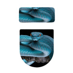 Blue Pit Viper Snake Print Toilet Lid And Tank Cover Set