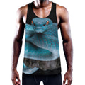 Blue Pit Viper Snake Print Men's Workout Tank Top