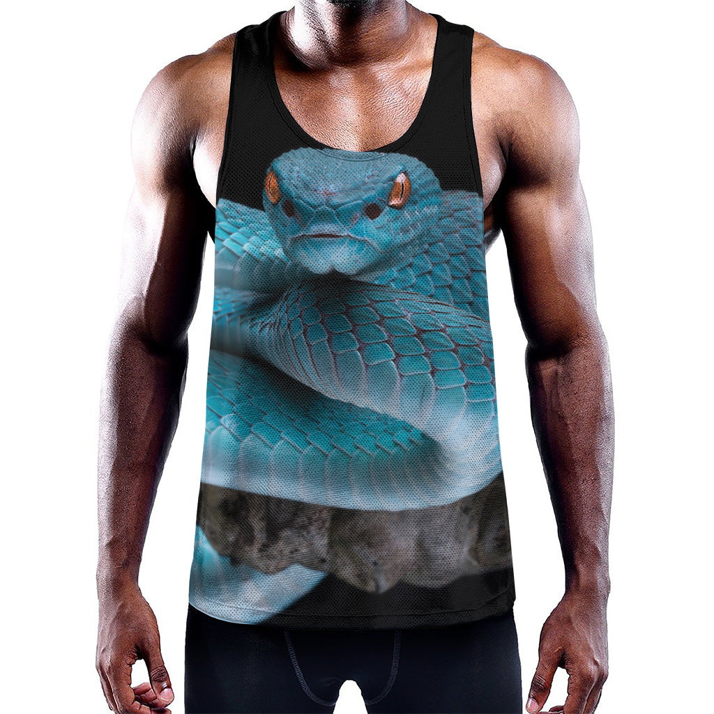 Blue Pit Viper Snake Print Training Tank Top