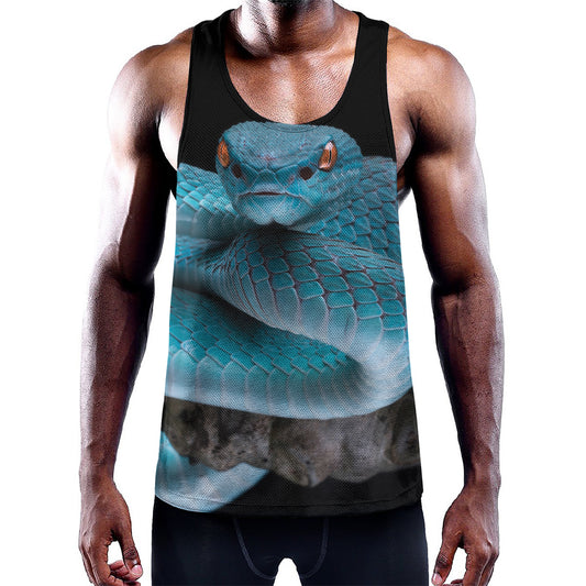 Blue Pit Viper Snake Print Training Tank Top