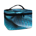 Blue Pit Viper Snake Print Travel Makeup Bag