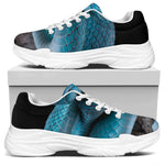 Blue Pit Viper Snake Print White Chunky Shoes