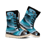 Blue Pit Viper Snake Print Winter Boots