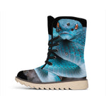 Blue Pit Viper Snake Print Winter Boots