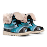 Blue Pit Viper Snake Print Winter Boots