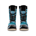 Blue Pit Viper Snake Print Winter Boots