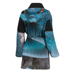Blue Pit Viper Snake Print Women's Bathrobe