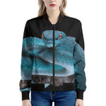 Blue Pit Viper Snake Print Women's Bomber Jacket