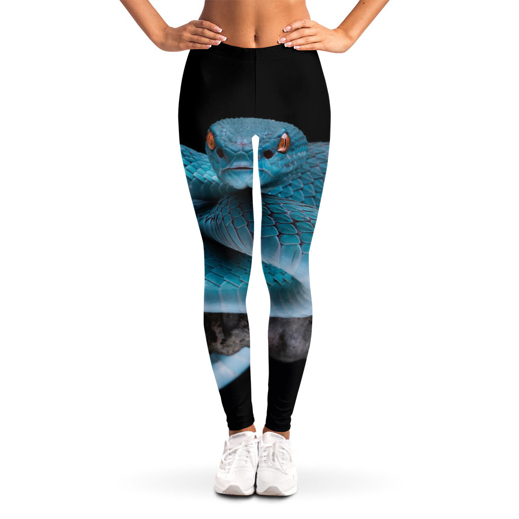 Blue Pit Viper Snake Print Women's Leggings