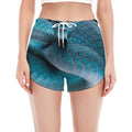 Blue Pit Viper Snake Print Women's Split Running Shorts