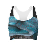 Blue Pit Viper Snake Print Women's Sports Bra
