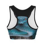 Blue Pit Viper Snake Print Women's Sports Bra