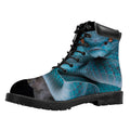 Blue Pit Viper Snake Print Padded Collar Lace Up Boots