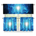 Blue Plasma Energy Print 3 Piece Kitchen Curtains
