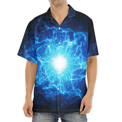 Blue Plasma Energy Print Aloha Shirt