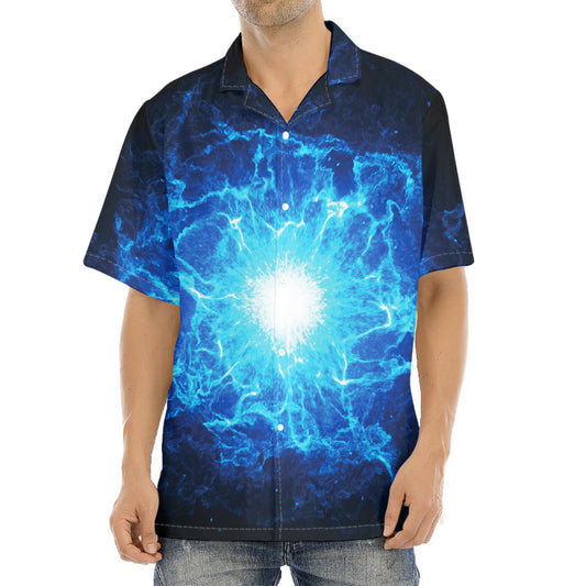 Blue Plasma Energy Print Aloha Shirt