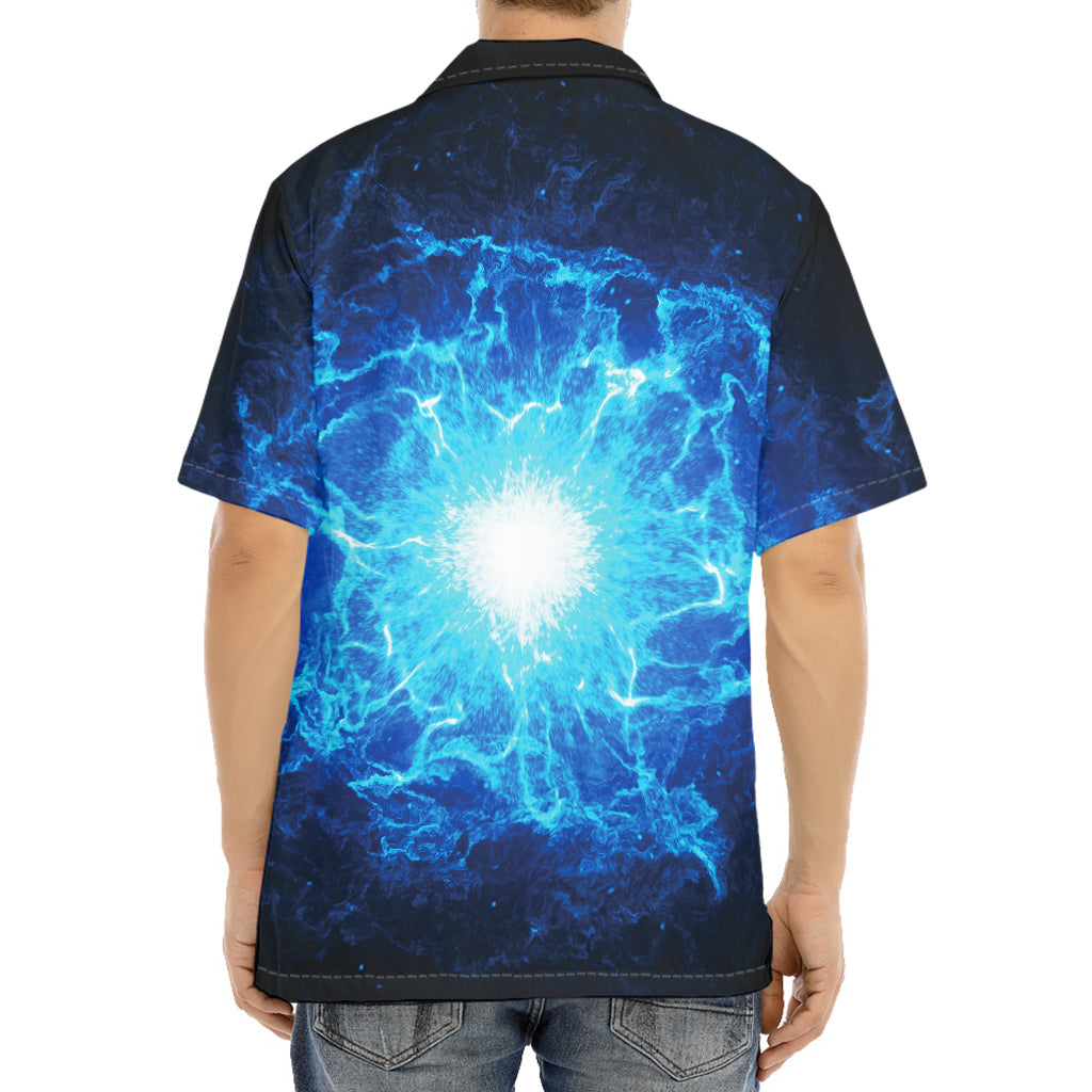 Blue Plasma Energy Print Aloha Shirt