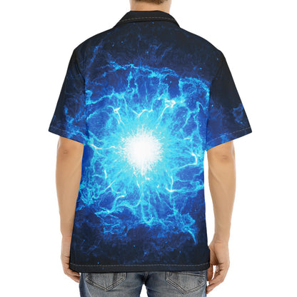 Blue Plasma Energy Print Aloha Shirt