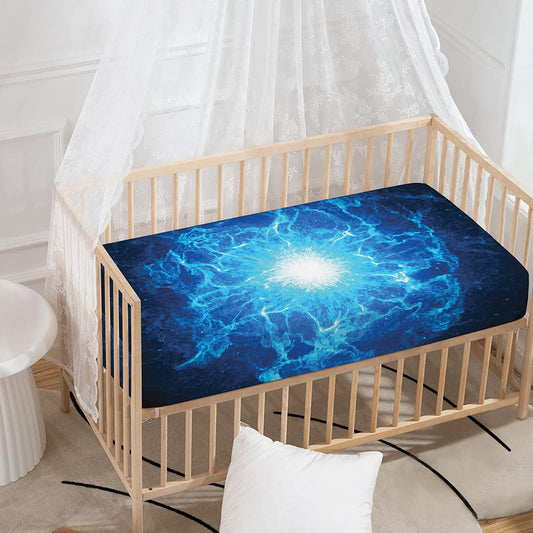 Blue Plasma Energy Print Baby Crib Sheet
